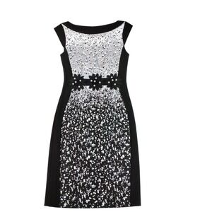 Joseph Ribkoff Black‎ Dress Cocktail Party Sleeveless Floral Detail 4 Nwot